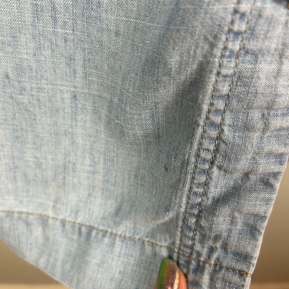 Level 99 Anthropologie Blue Chambray Linen Shirt Dress Sleeveless Button Down XS - Picture 11 of 11